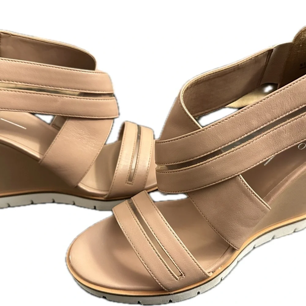 Paolo Tan Asymmetrical Strap Wedges